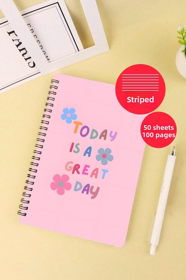 Motive Quote Themed A5 Spiral School Notebook 50 Sheets 100 Pages - Lined
