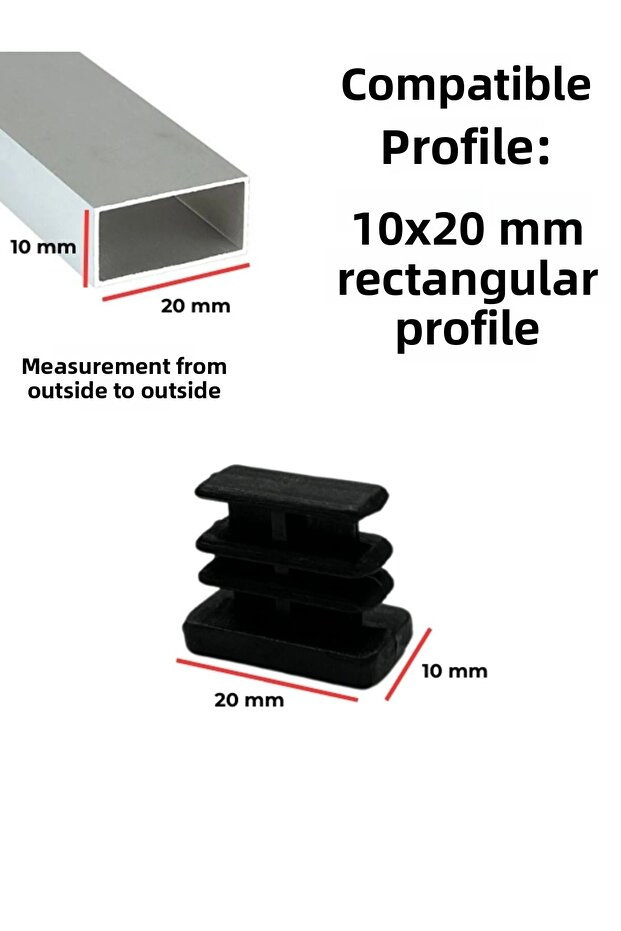 10 × 20 مم قابس مستطيل داخلي لطاولة القهوة وكرسي الطاولة وقابس جانبي (4 قطع) - 2