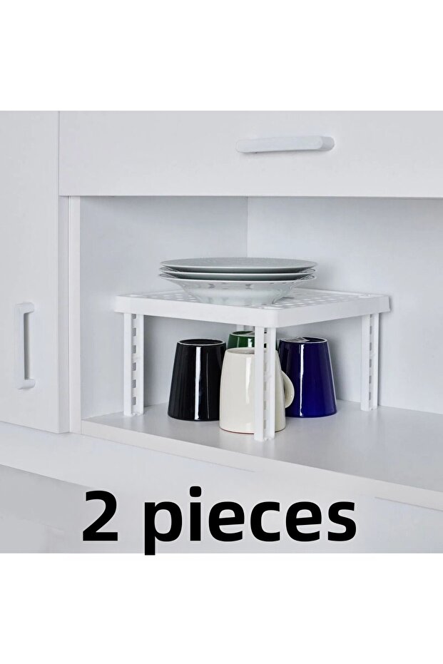 2 قطعة منظم داخل الخزانة رف مربع قابل للتكديس - 3