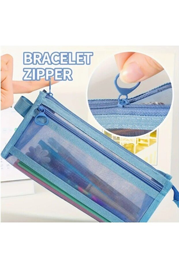 Double Layer Mesh Pen Holder Mini Travel Office Material Bag