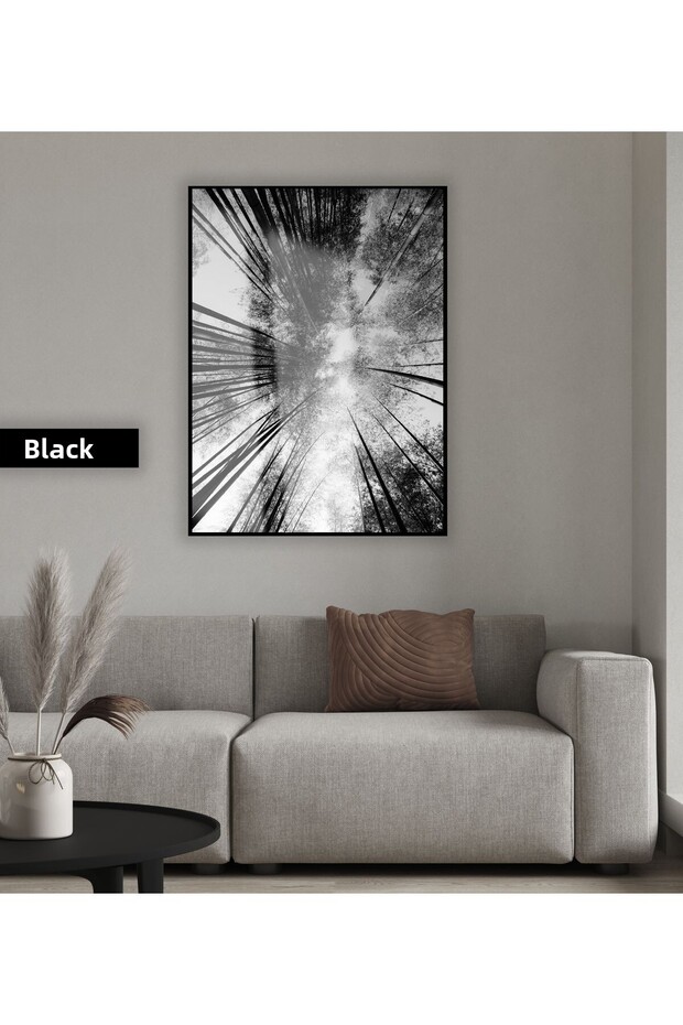 Amazing | Black&White Tree Sky Model | Framed Tempered Glass Table Single Vertical