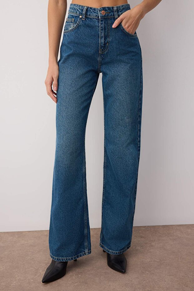 Mavi Yüksek Bel Geniş Paça Wide Leg Jeans TWOAW26JE00086 - 3