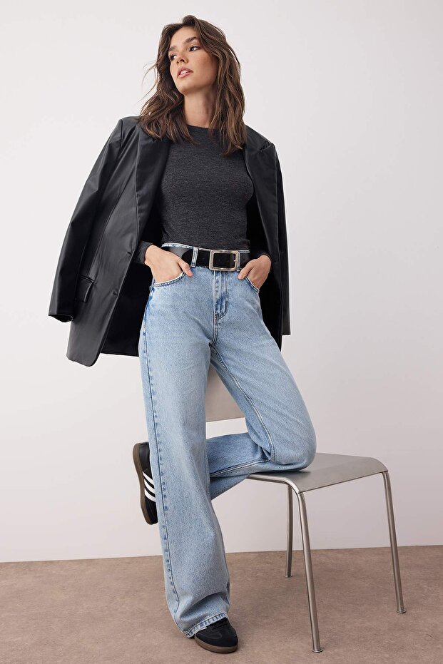 Mavi Yüksek Bel Geniş Paça Wide Leg Jeans TWOAW26JE00077 - 2