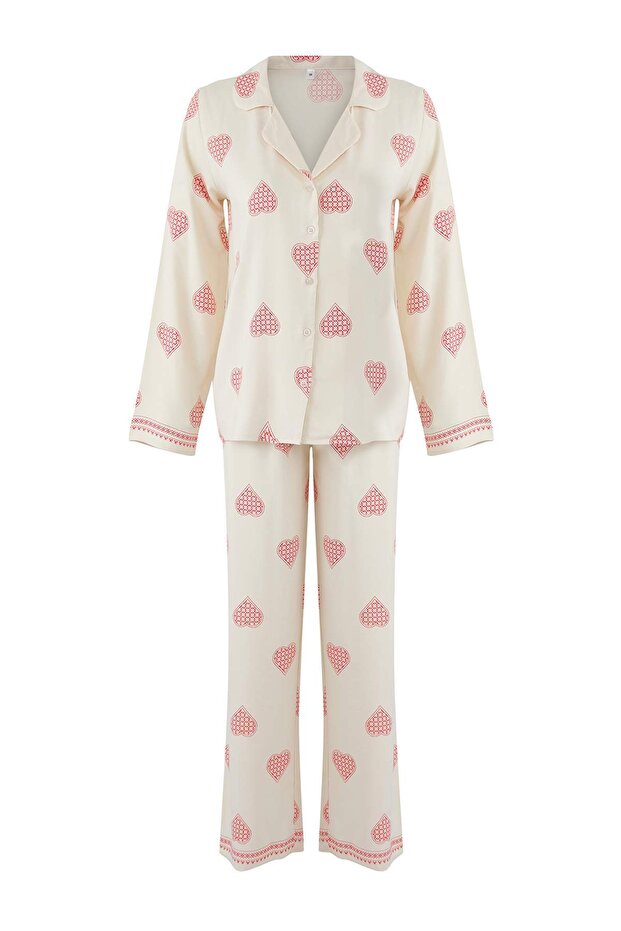 Ekru Kapli Viskon Dokuma Pijama Takımı THMAW26PT00025 - 5