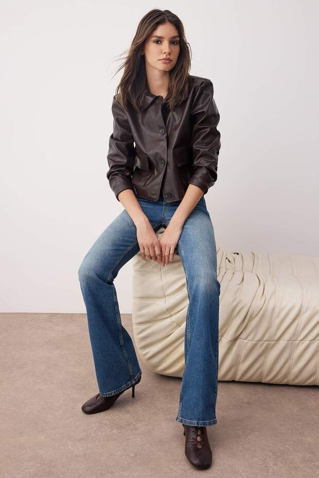 Mavi Soluk Efekt Vintage Yüksek Bel Flare Jeans TWOAW25JE00169 - 2