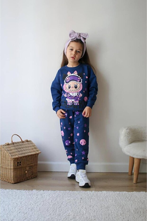 Girl's Double Tracksuit Set with Characters