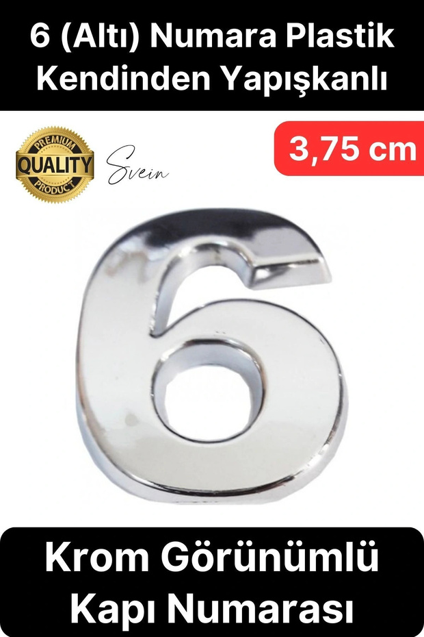 No 6 Door Number - Adhesive Plastic Household Mailbox, Outdoor Apartment 3.75 cm