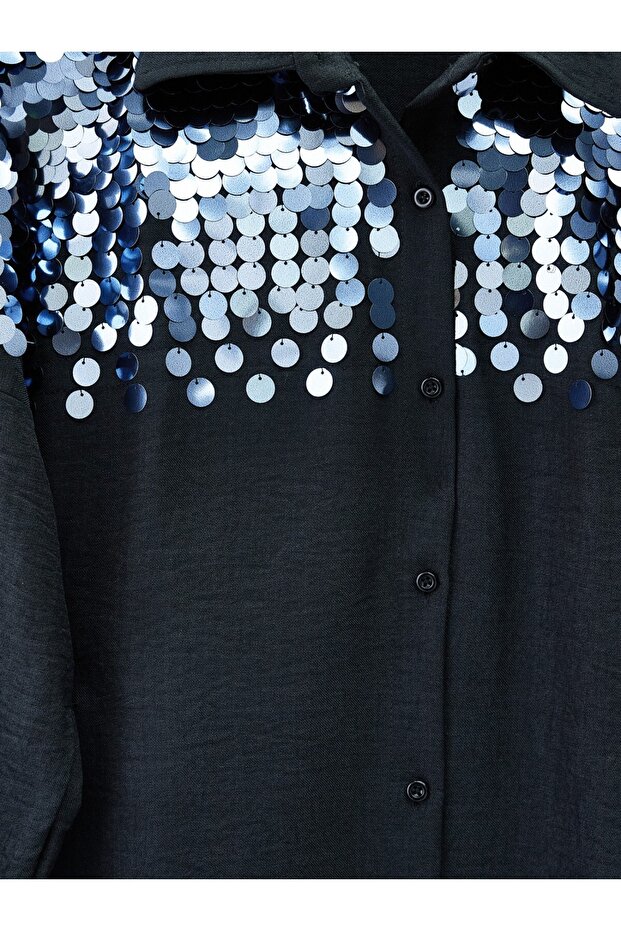 Robadan تونيك مزين بالترتر - أسود - 2