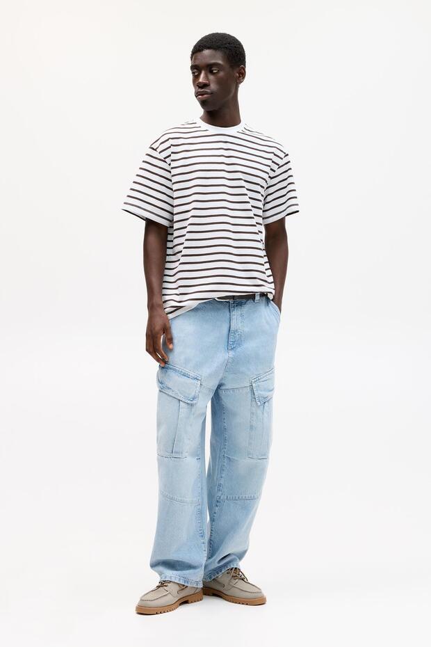 Çizgili kısa kollu tişört - 4