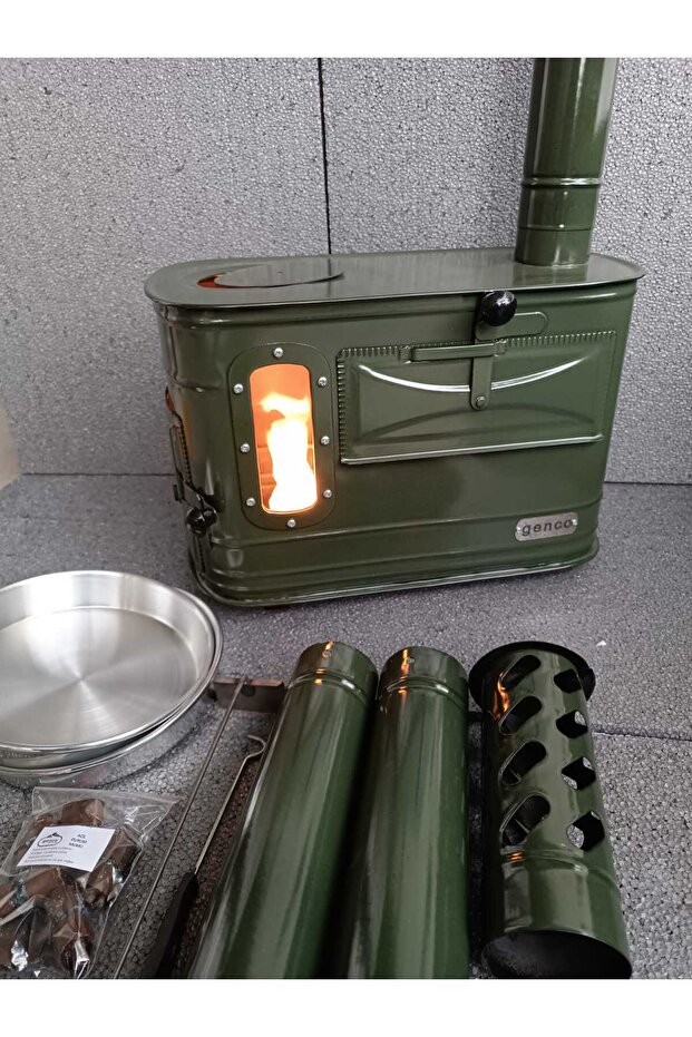 gencocamping camlı fırınlı kamp sobası - 1