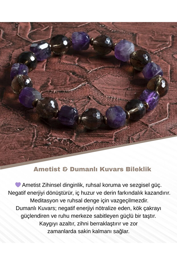 Certified Natural Amethyst, Smoky Quartz and Hematite Bracelet – Saff Natural Stone