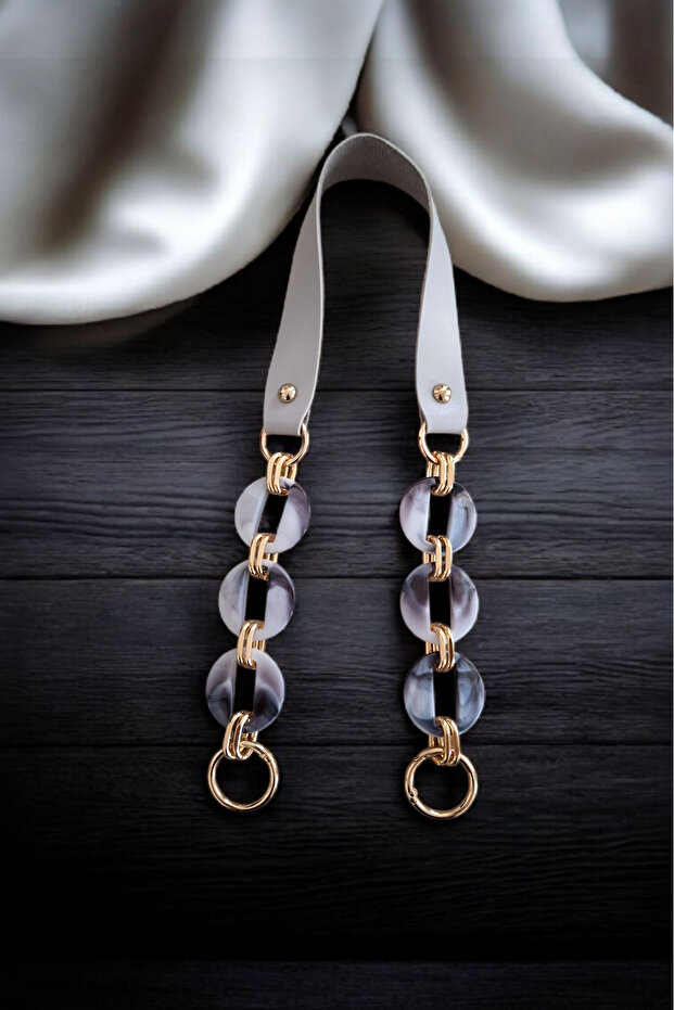 Faux Leather Acrylic Model Knitted Bag and Leather Bag Handles - Length: 65 cm (Light Gray)