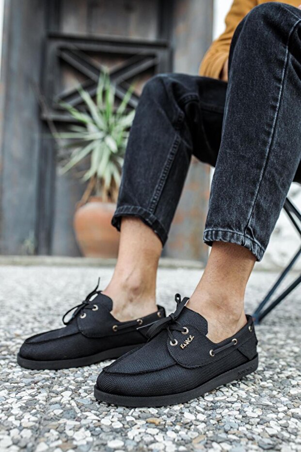 Seasonal Linen Shoes 008 Black (Black Sole)