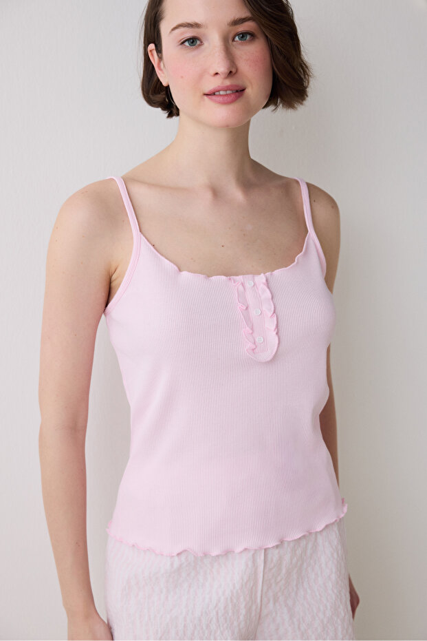 Josie Striped Pembe Şortlu Pijama Takımı - 1