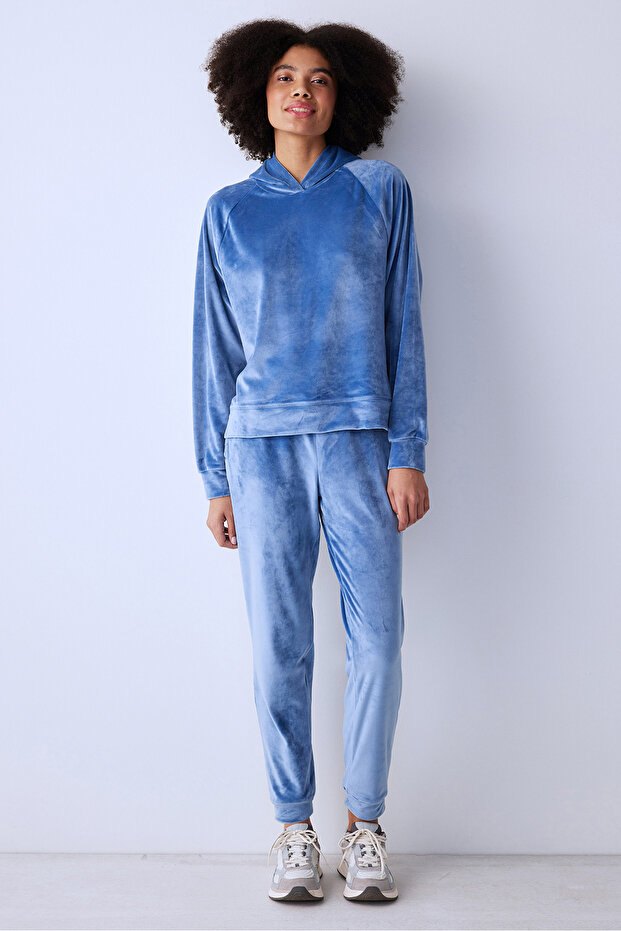 Soft Velvet Active Koyu Mavi Jogger Eşofman Altı - 1