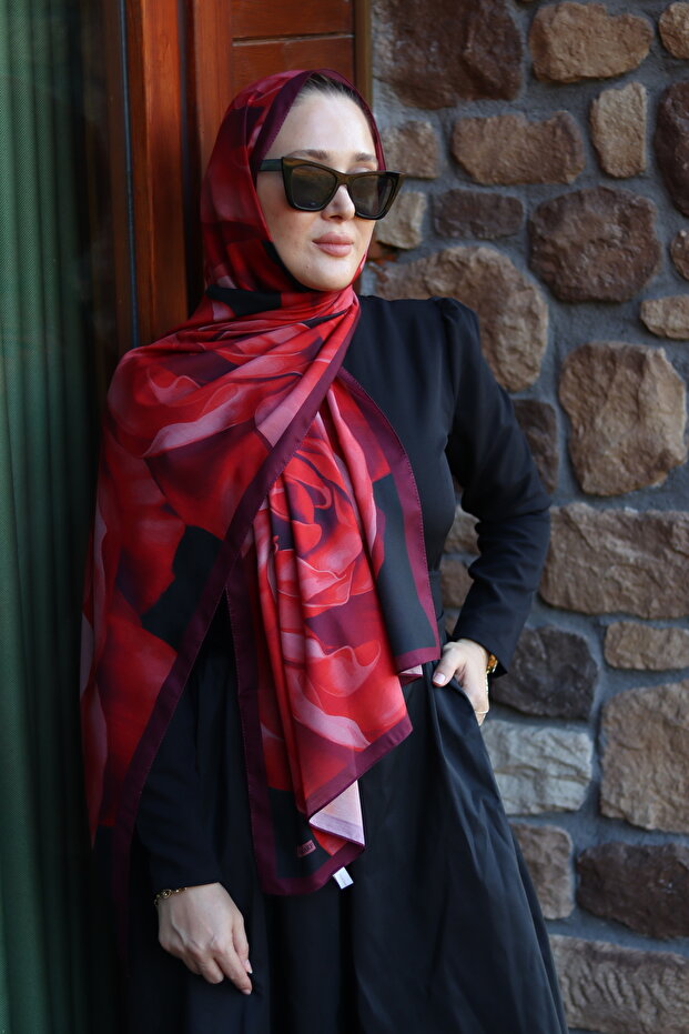 شال حجاب قطني بنمط روسا - 1