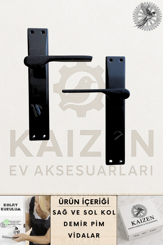 Kapı Kolu Alara Siyah Aynalı Wc-Banyo Sağ Yön - 1