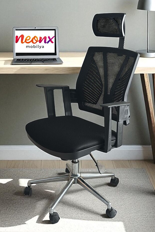 neonx | Pro Desk Başlıklı Ve Demir Ayaklı Çalışma Sandalyesi | Ofis Sandalyesi | Yönetici Koltuğu