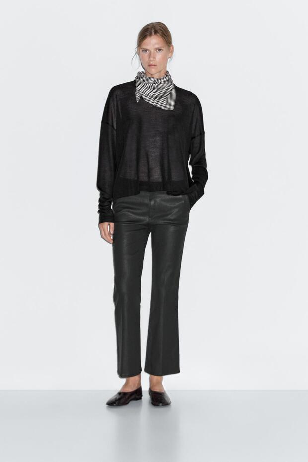 İspanyol paça crop pantolon - 1