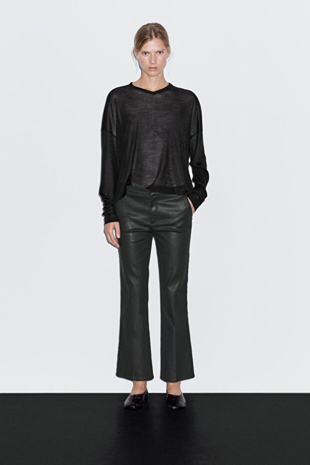 İspanyol paça crop pantolon - 4