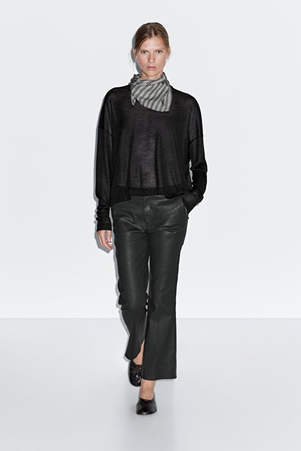 İspanyol paça crop pantolon - 2