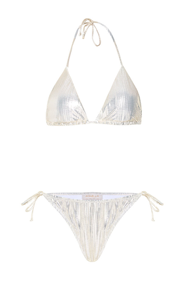 مجموعة بيكيني مثلث ذهبي مطوي - 1