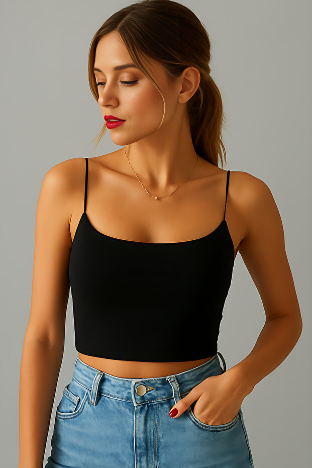 İp Askılı Büstiyer Crop - 1