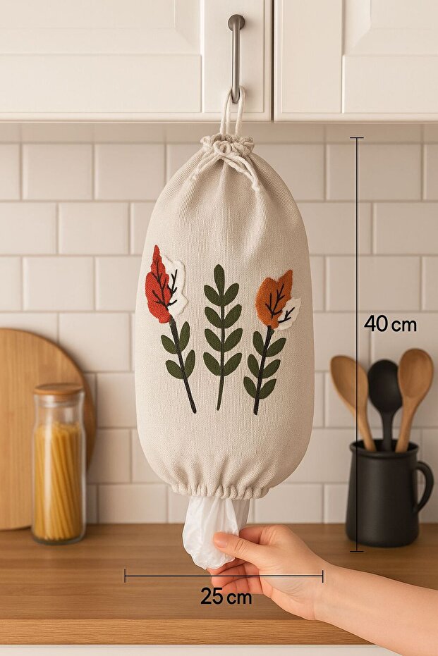 Poşetlik & Punch Keten Poşet Düzenleyici – Poşet Organizeri, Mutfak Poşet Düzenleyici 1 adet - 1