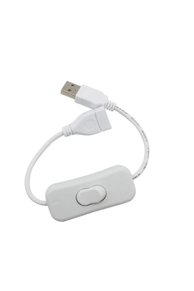 مفتاح تمديد USB أبيض بطول 30 سم مع كابل USB بزر تبديل وسلك طاقة ومصباح طويل العمر C - 1