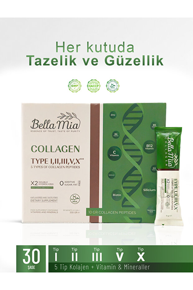 %100 Saf ve Doğal 5 Tip Kolajen Tip 1, Tip 2, Tip 3, Tip 5, Tip 10 ve Vitamin İçeren Diyet Takviyesi - 4