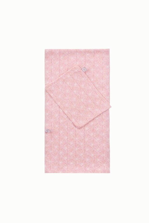 Multi-Purpose Cotton Baby Cover and Washcloth Set 100X100 cm Pink Leaves