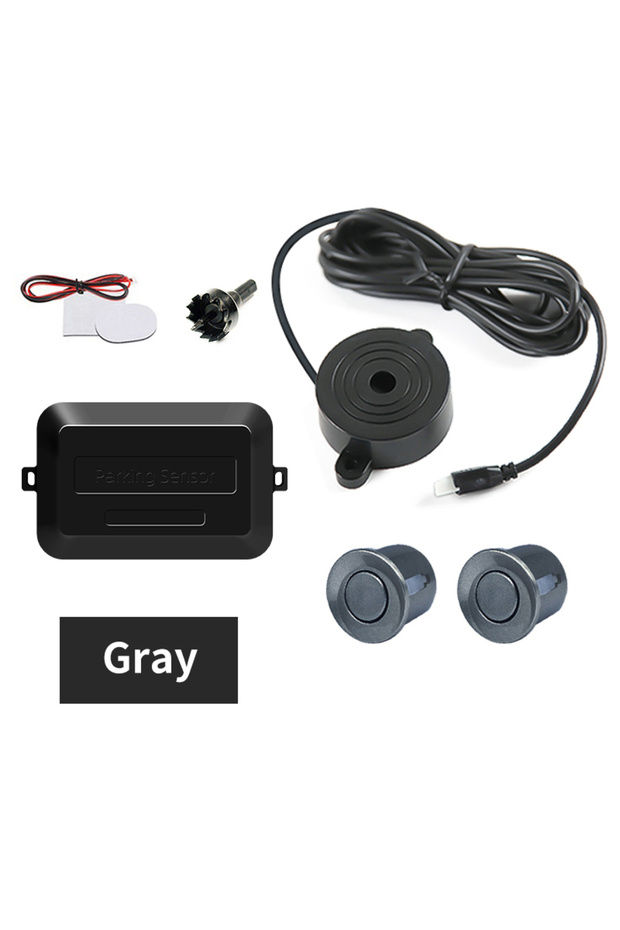 طقم مستشعر ركن السيارة هيبكرون رمادي اللون، 2 مستشعر، شاشة LED 22 مم، رادار عكسي، مؤشر تنبيه صوتي S - 1