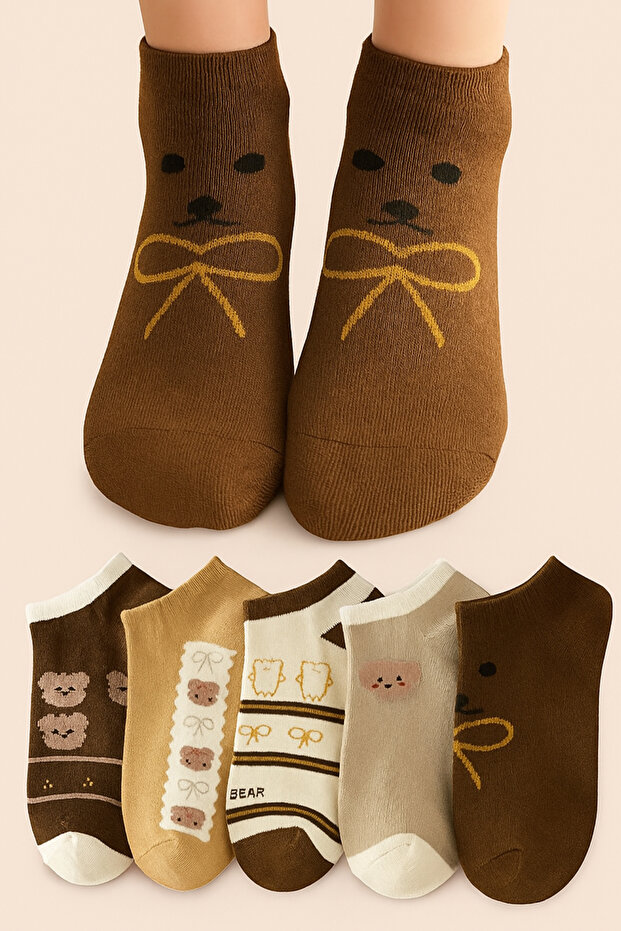 Women's Cotton Booties Socks 5-Piece – Summer, Breathable Casual Socks Set