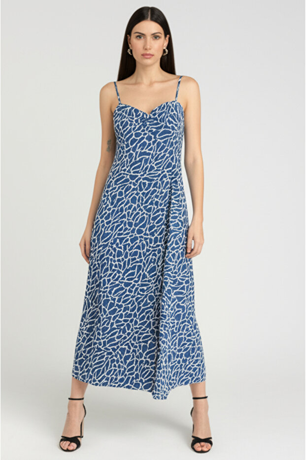 Geometrik Desenli %100 Viskon Kumaş – Akışkan Dokulu Elbiselik, Tuniklik, Pantolonluk Kumaş 2.5 m - 5