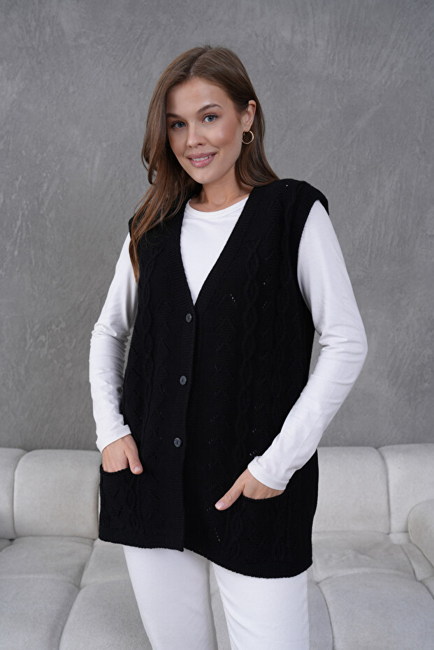 Triko Yün Yelek - 1