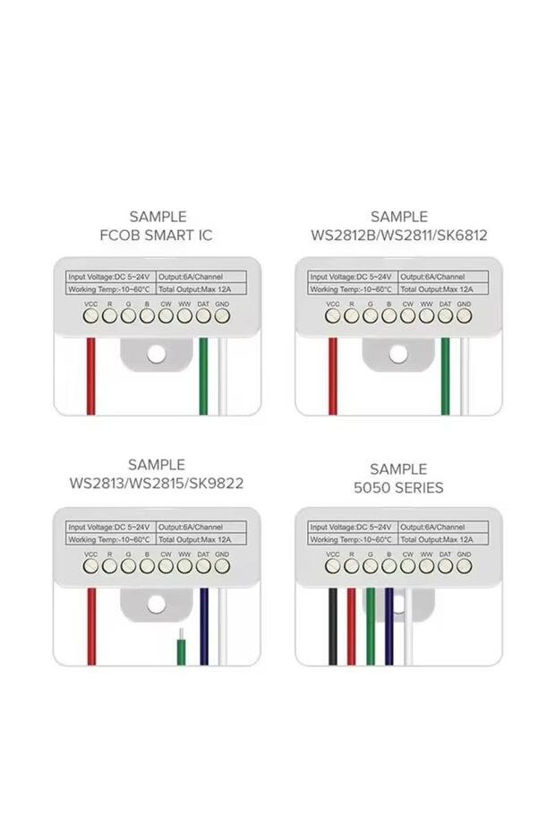 SP630E Bluetooth Müzik Pixel Şerit Led + 5 Kanal RGBW+WW Led Kontrol Devresi+Kumandası 5-24V - 7