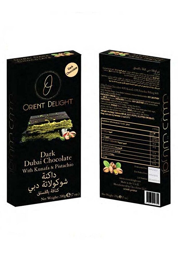 Dark Chocolate Stuffed with Pistachio Cream and Kunafa Filling 200g
