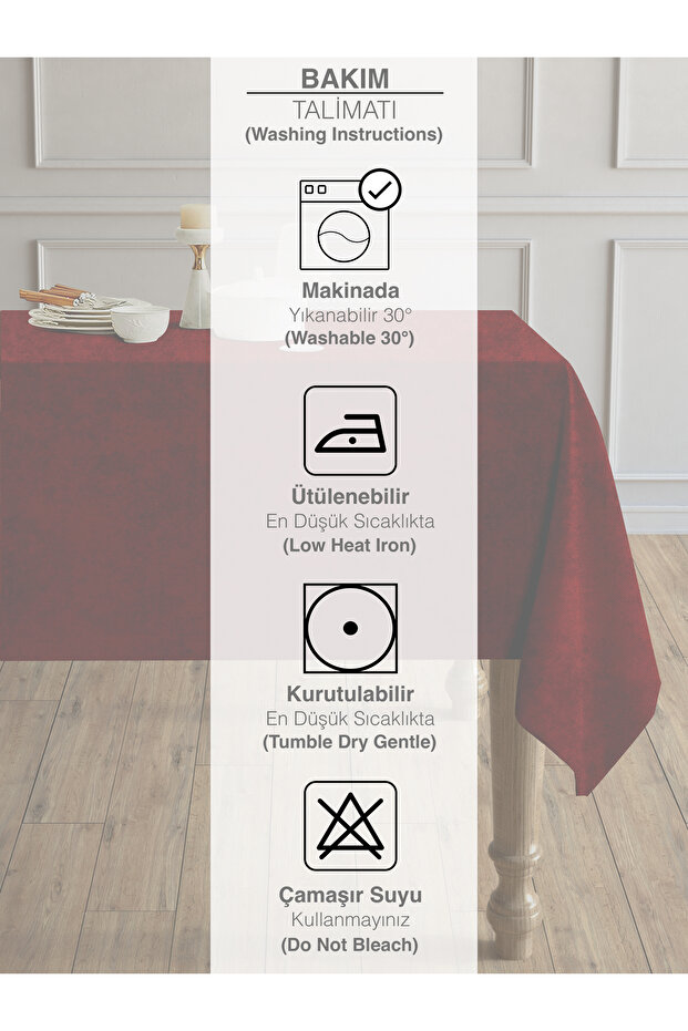 Daily Series Kadife Dokulu Tarçın Rengi Masa Örtüsü - 6