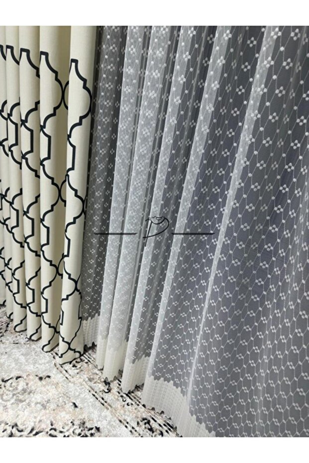 Tül Perde Örme Gramajlı Şazeli Desen - 4