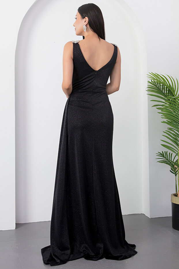 Rochie de seara argintie cu umeri 39844 - 7