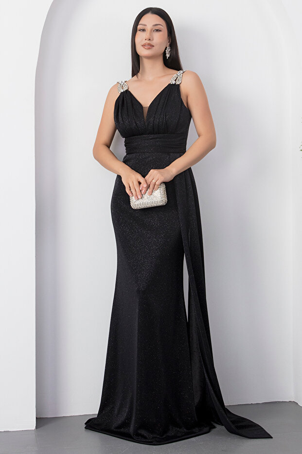Rochie de seara argintie cu umeri 39844 - 5