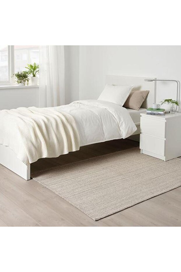 سجادة طبيعية رفيعة 120x180 سم 100% قطن MeridyenDukkan أبيض فاتح 2 مم - 4