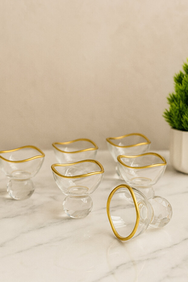 6-Piece Glass Diamond-Foot Coffee Side Delight Sauce Bowl