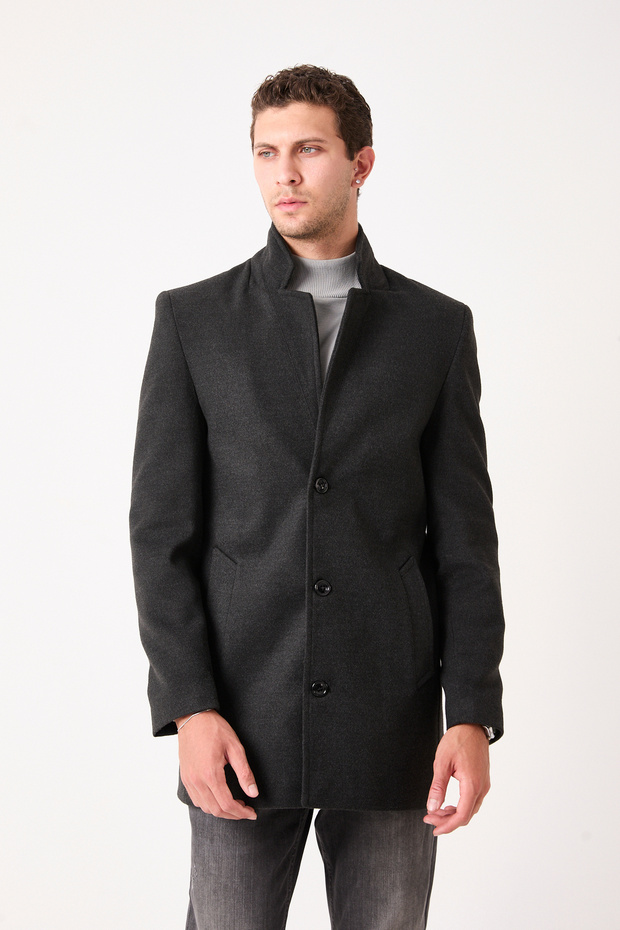 Stand-Up Collar Slim Fit Shape Bush Coat