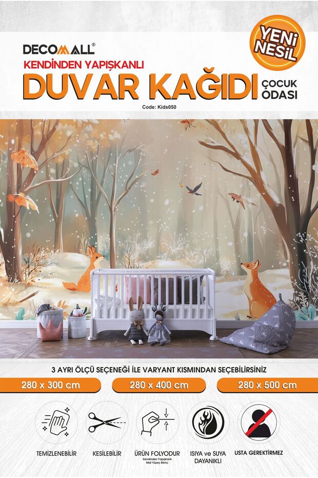 kids050 Yeni Nesil Kendinden Yapışkanlı Çocuk Odası Duvar Kağıdı Duvar Posteri Yapışkanlı - 1