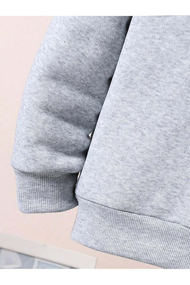 Çocuk Unısex "KISLIK SADE MODEL" Özel Baskılı Kapşolu Eşofman Takımı - 7