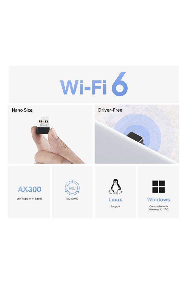 MA14N | AX300 Mbps Nano USB Wi-Fi 6 Adaptör | Kolay Kurulum | Windows & Linux Uyumlu | - 3