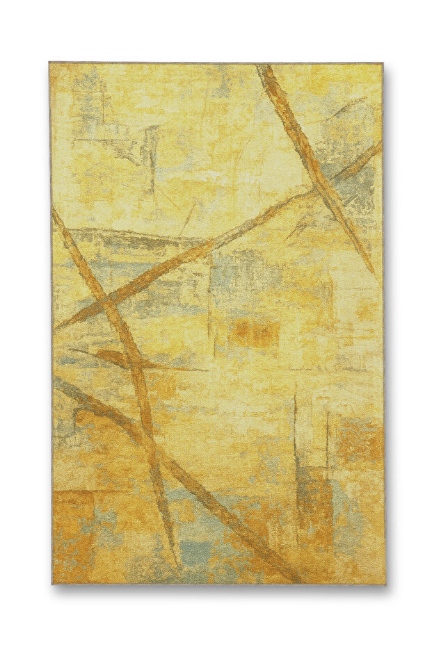 Mosso Yellow Themed Pattern Woven Base Modern Decorative Rug Mosso284Yellow