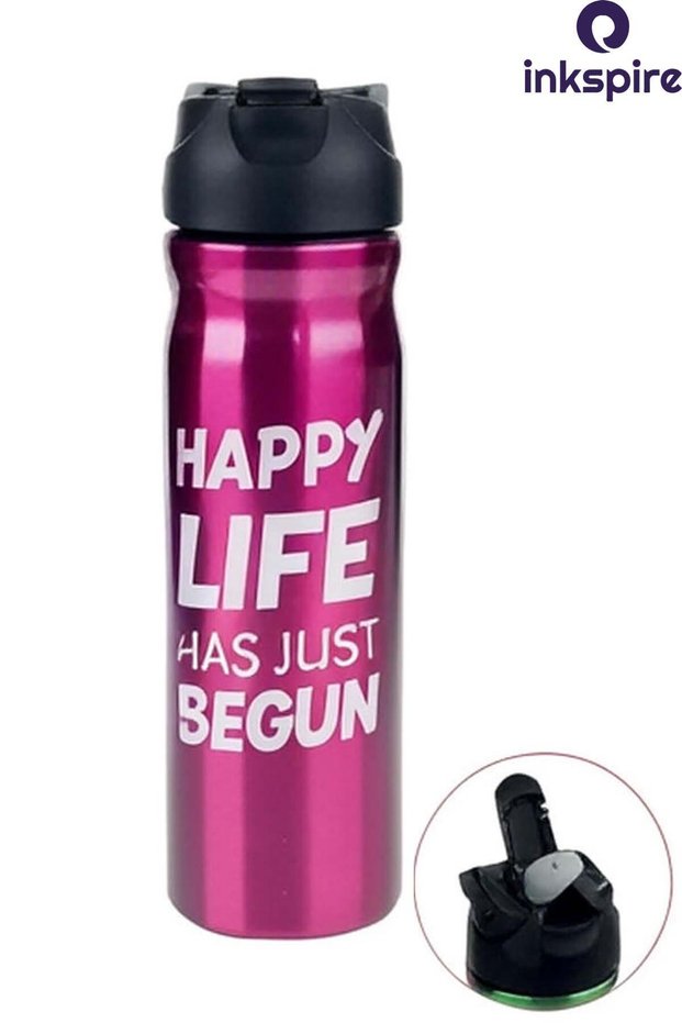 Motivational Written Steel Flask 500 ml Water Leak Proof Steel Water Bottle with Straw Does Not Smell Student Water Bottle