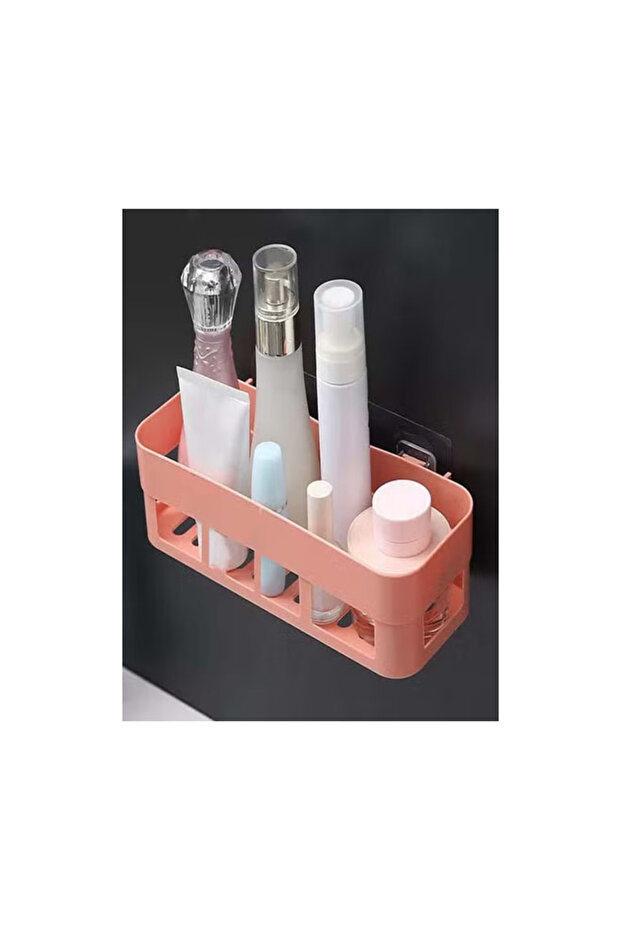 Multifunctional Wall Mounted Bathroom Storage Box Orange 25.5 x 9.5 x 6.5cm